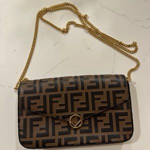 COPY - Fendi Wallet On Chain With Pouches. Mini-bag brown with fendi logo